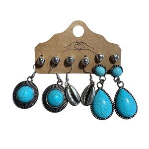 Turquoise and Silver Earring Set